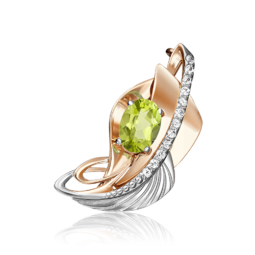 

Брошь из золота PLATINA jewelry 04-0190-00-243-1111-57, топаз\хризолит, 04-0190-00-243-1111-57