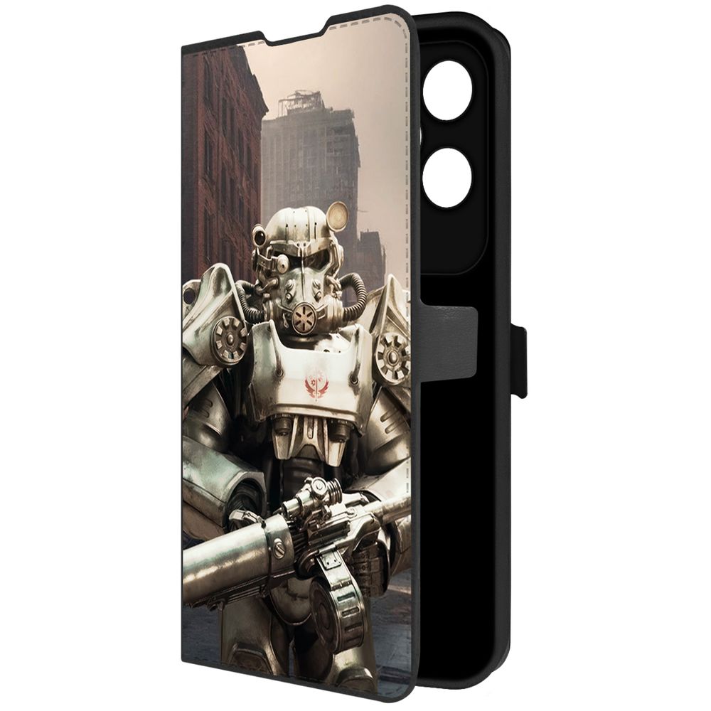 

Чехол-книжка Krutoff Eco Book для Honor 200 Lite Фоллаут (Fallout) - Рыцарь Братства, Черный