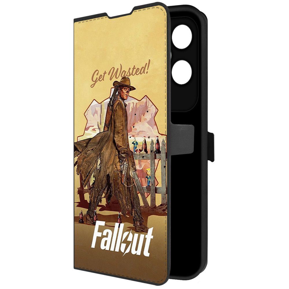 

Чехол-книжка Krutoff Eco Book для Honor 200 Lite Фоллаут (Fallout) - Давай напьемся!, Черный