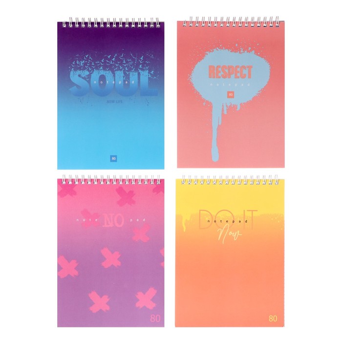 

Блокнот BG А5, 80 л в клетку на гребне Soul light, блок офсет, микс