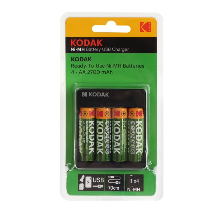 Kodak Зарядное устройство Kodak USB Overnight charger для AA/AAA + 4 аккумулятора AA 2700