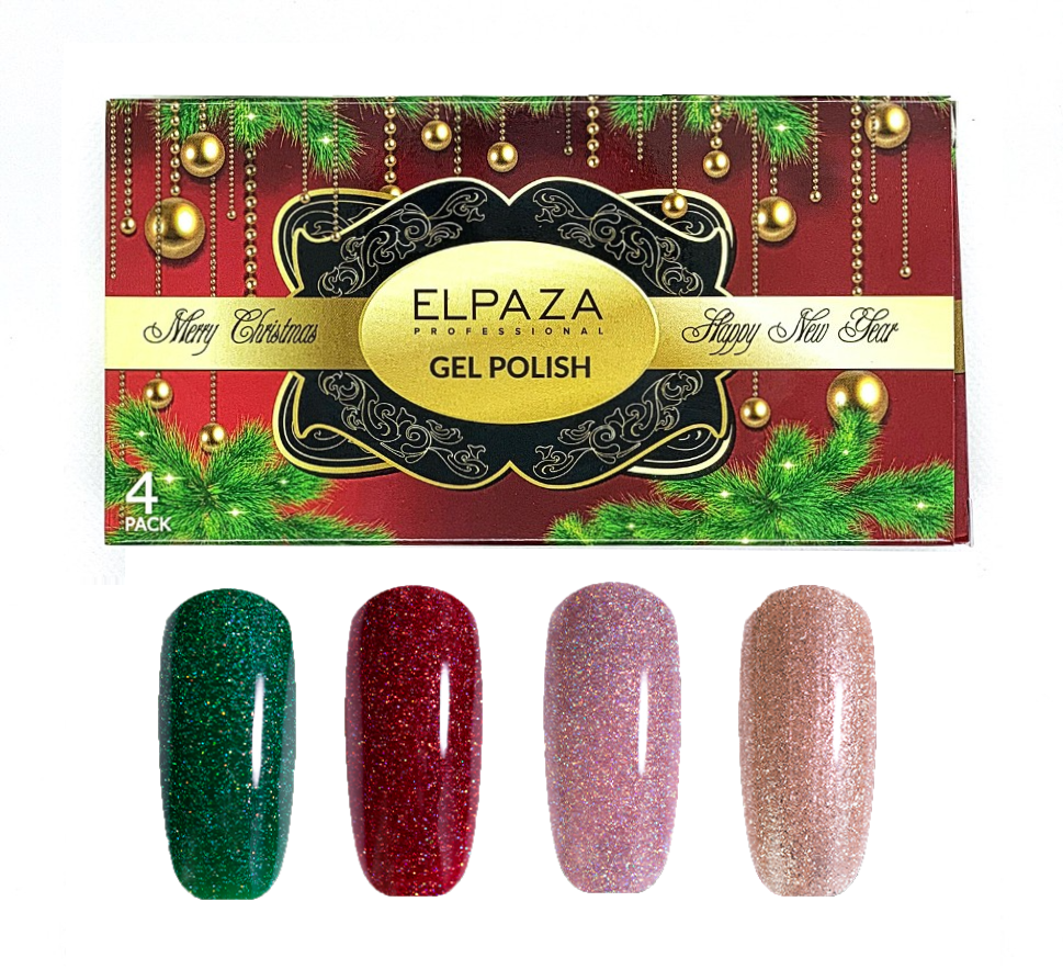

Подарочный новогодний набор гель-лаков ELPAZA New Year, 4 шт, Elpazik