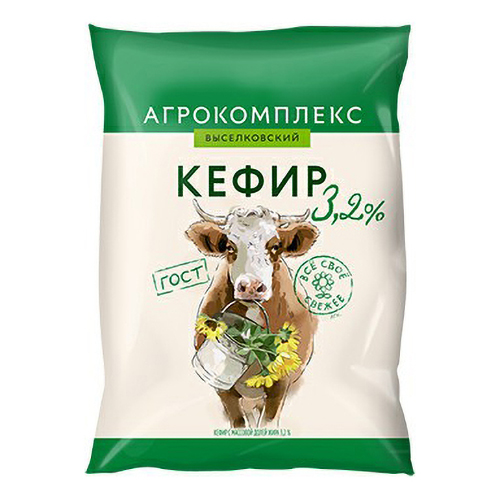 

Кефир Агрокомплекс Выселковский 3,2% 900 мл