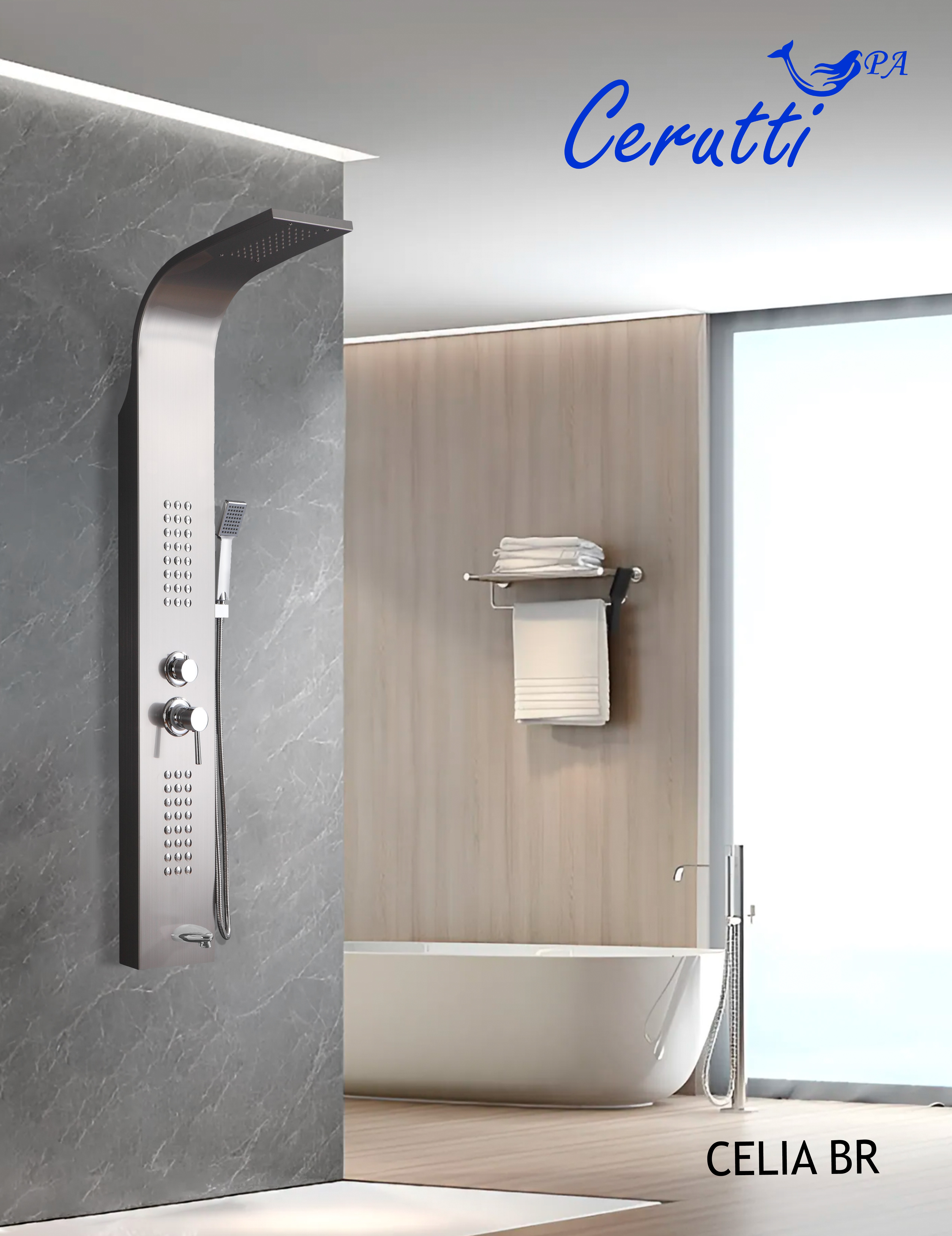 

Душевая панель Ceruttispa CELIA BR CT10405 цвет нержавеющая сталь матовая, Серебристый, CELIA BR