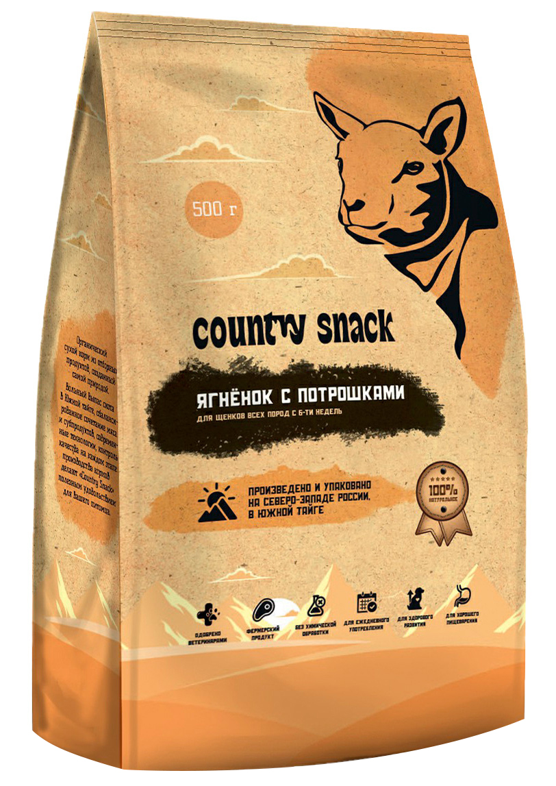 

Сухой корм для щенков Country Snack, ягненок с потрошками, 500 г