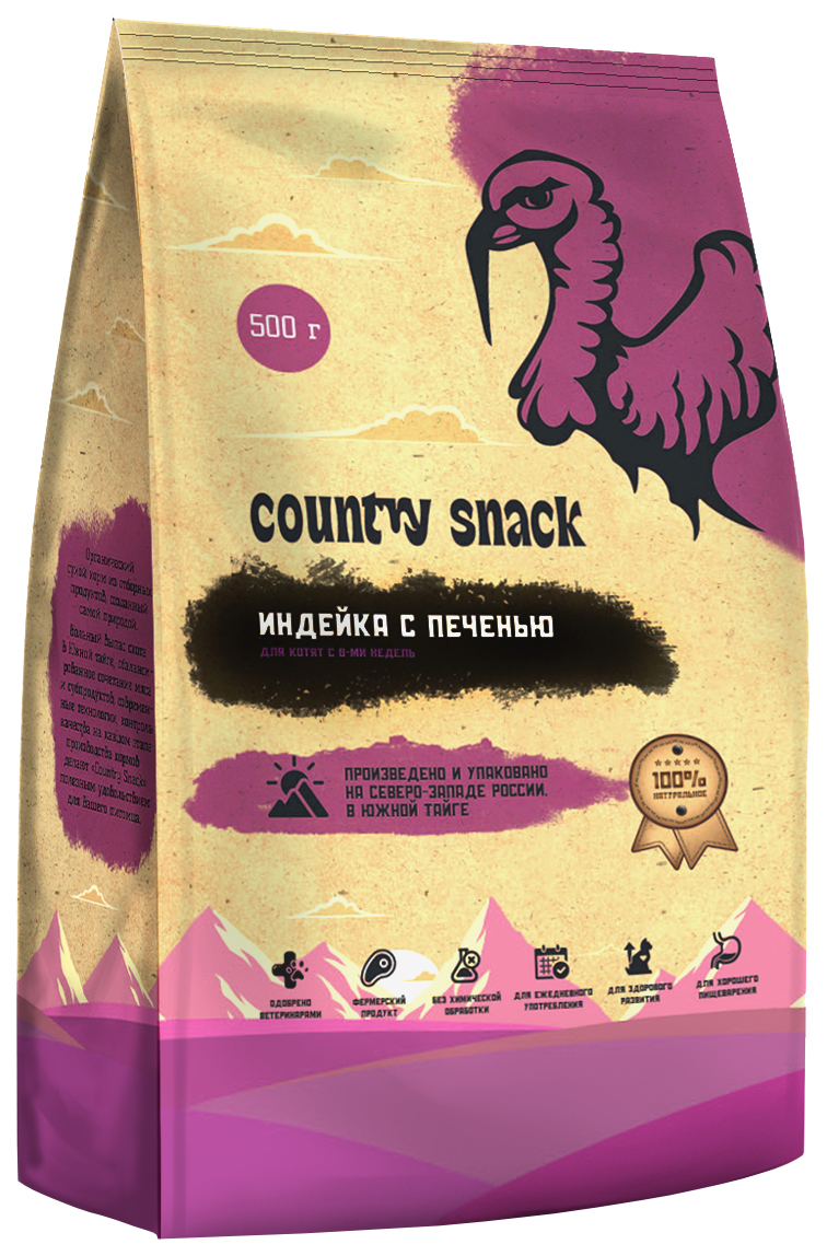 фото Сухой корм для котят country snack индейка и печень, 500 г