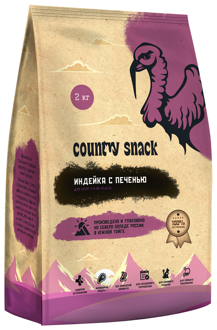 фото Сухой корм для котят country snack индейка и печень, 2 кг