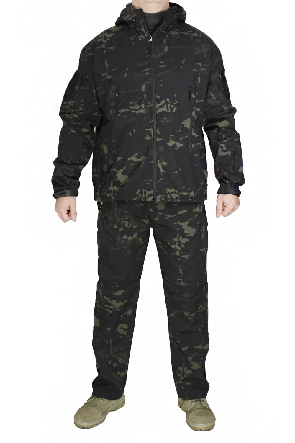 фото Костюм shark skin softshell на толстом флисе mtp black (размер: 4xl) nobrand