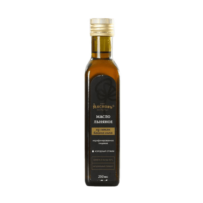 Масло из семян белого льна МясновЪ БУФЕТ нерафинированное холодного отжима 250 мл 160₽
