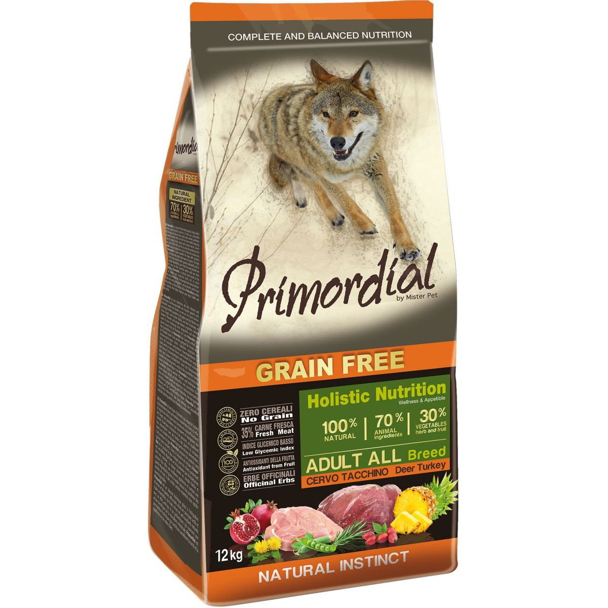 фото Сухой корм для собак primordial grain free adult all, индейка, оленина, 12кг