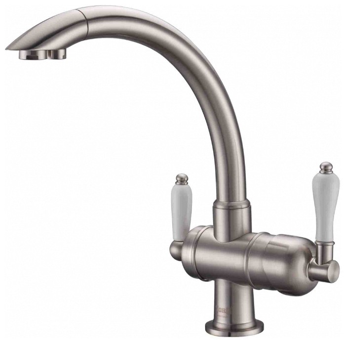 фото Смеситель zorg clean water zr 327 yf nickel для кухонной мойки