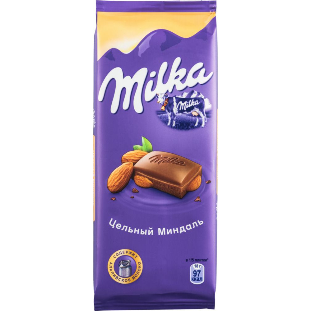 фото Шоколад молочный milka с цельным миндалем 90 г