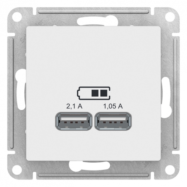 Розетка Schneider Electric ATN000133 USB, A+A, 5В, 1х2,1А 2х1,05А, белая