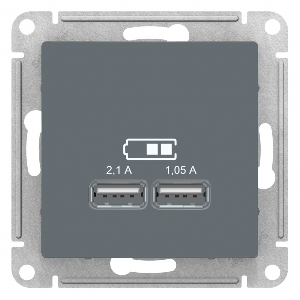 Розетка SE AtlasDesign Грифель USB, 5В, 1 порт x 2,1 А, 2 порта х 1,05 А, механизм
