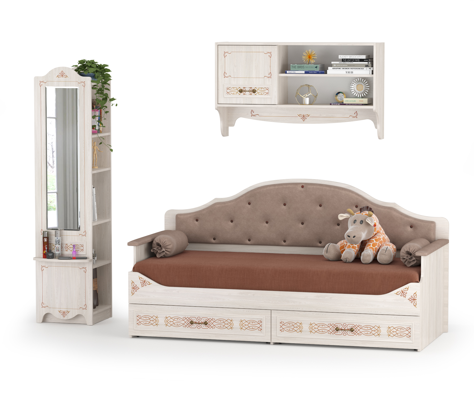 Комплект мебели Mobi Флоренция № 5, ясень анкор светлый, 241х84,1х100,3 см