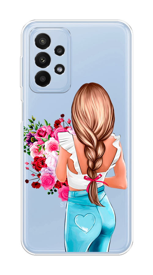 

Чехол на Samsung Galaxy A23 "Девушка с цветами", Коричневый;розовый;голубой, 2105050-6