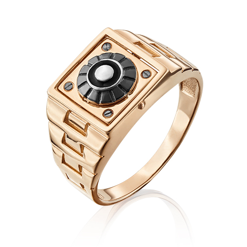 

Кольцо печатка из золота р. 21 PLATINA jewelry 01-4844-00-000-1111-04, эмаль, 01-4844-00-000-1111-04