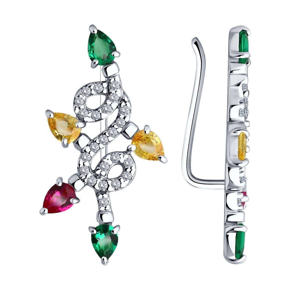

Серьги из серебра SOKOLOV 94026626, корунд искусственный/фианит, 94026626