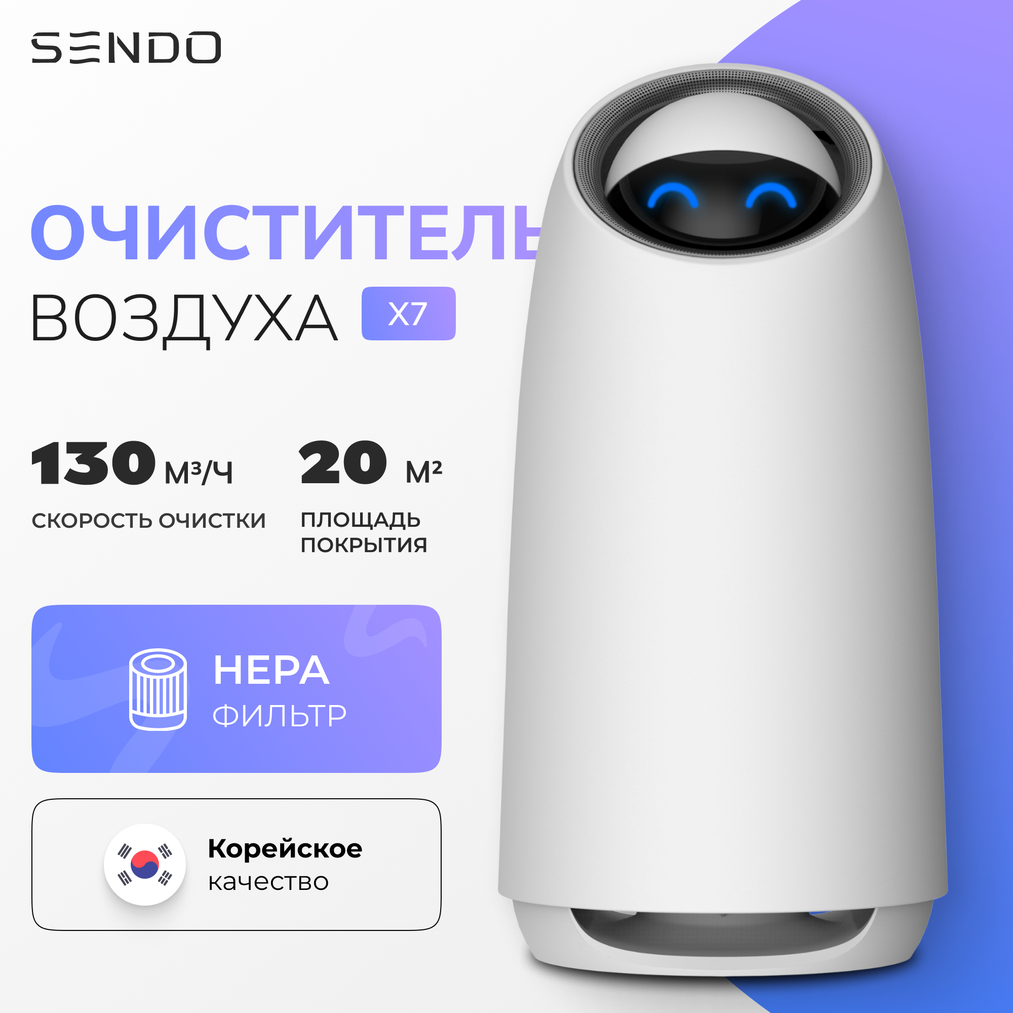 

Воздухоочиститель SENDO X7 белый, Х7