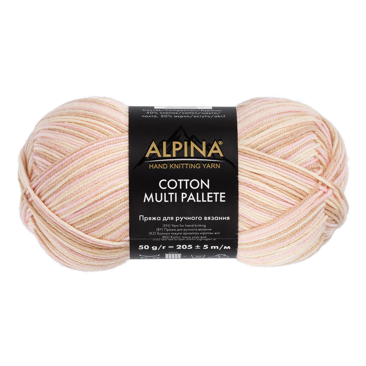 

Пряжа Alpina "COTTON MULTI PALLETE" 50% хлопок, 50% акрил 10 шт. х 50 г 205 м 5 м №02 моло, Разноцветный