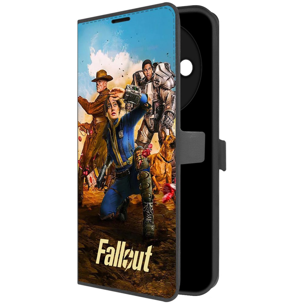 

Чехол-книжка Krutoff Eco Book для Xiaomi Redmi A3x Фоллаут (Fallout) - Люси, Гуль и Аарон, Черный