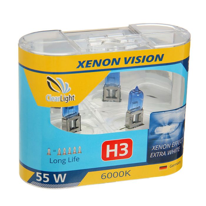 

Лампа автомобильная Clearlight XenonVision, H3, 12 В, 55 Вт, набор 2 шт