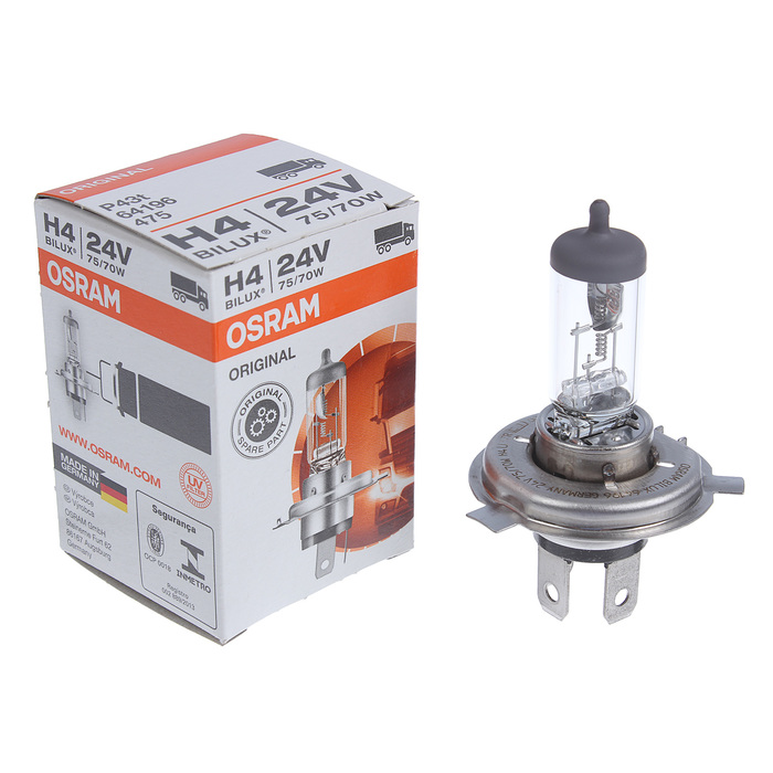 

Лампа автомобильная Osram, H4 P43t, 24 В, 75/70 Вт