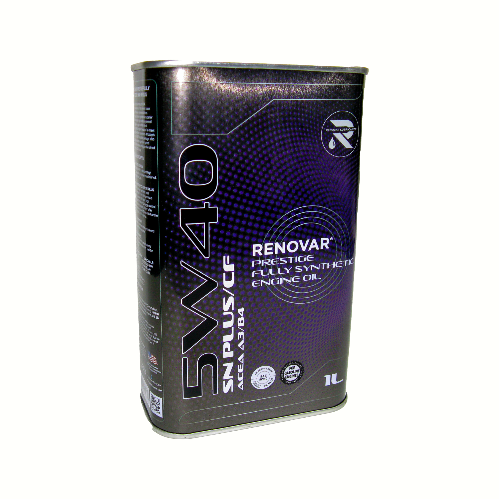 фото Масло моторное renovar 5w40 sn plus/cf синтетическое 1 литр renovar lubricants