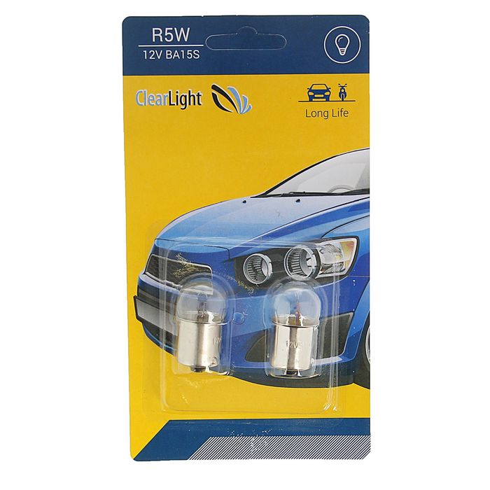 

Лампа автомобильная Clearlight, R5W, BA15S, 12 В, набор 2 шт
