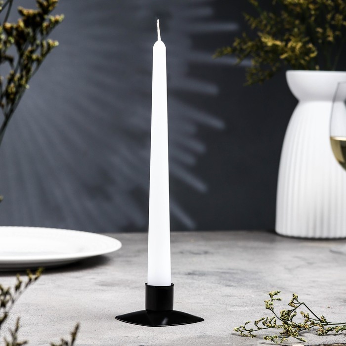 фото Подсвечник металл на 1 свечу "квадрат", 3х7 см, чёрный муар омский свечной