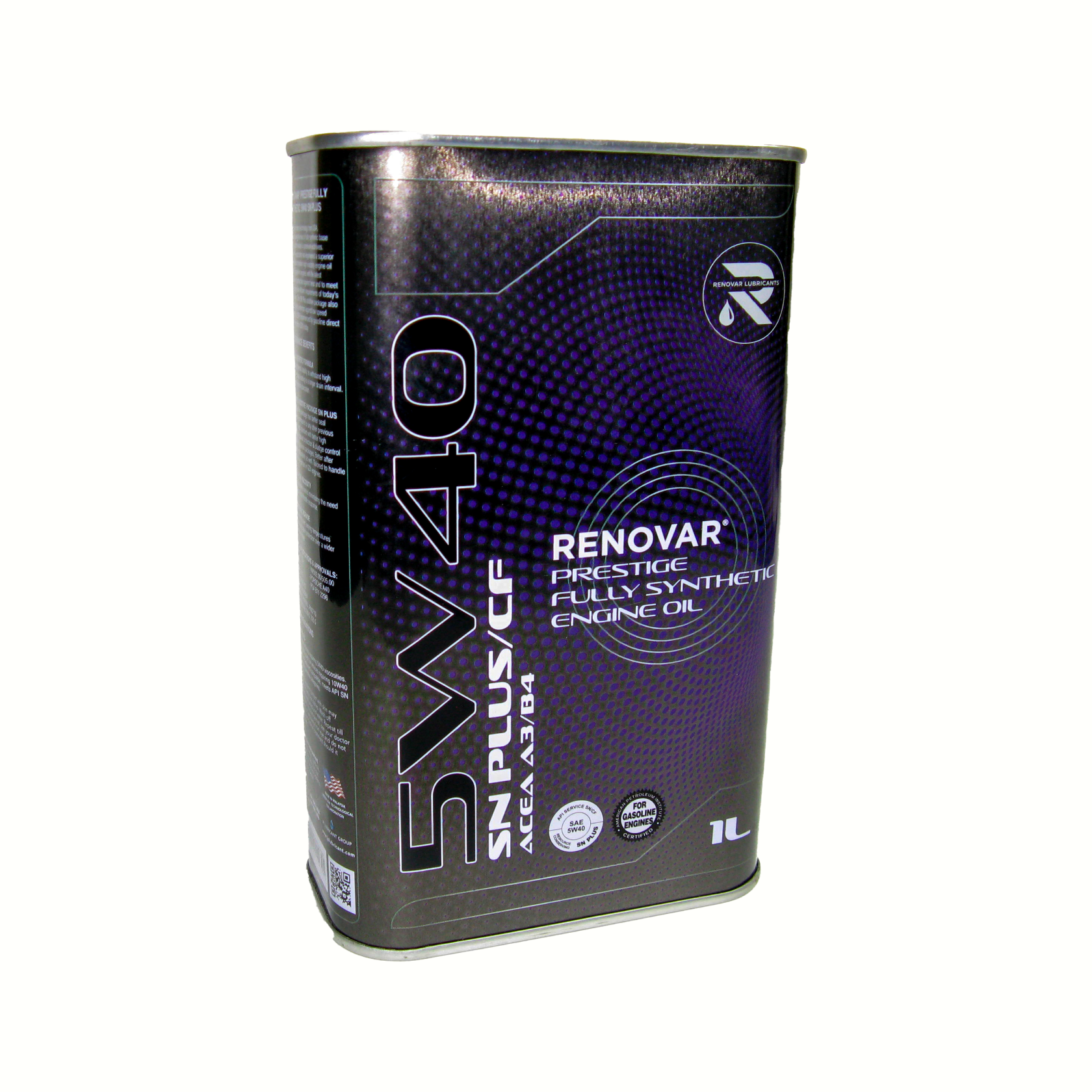 фото Масло моторное renovar 5w40 sn plus/cf синтетическое 4 литра renovar lubricants