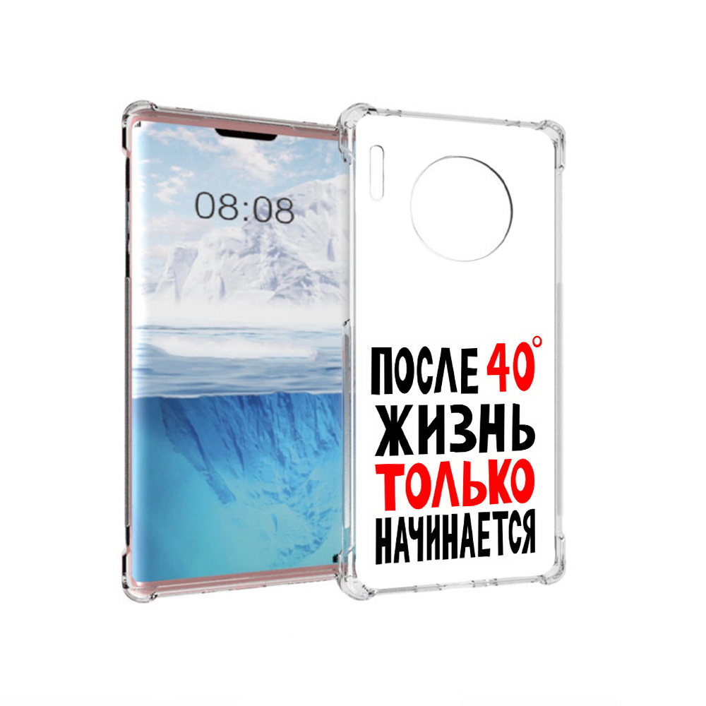 

Чехол MyPads Tocco для Huawei Mate 30 Pro после 40 жизнь начинается, Прозрачный, Tocco