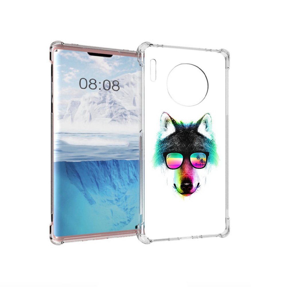 

Чехол MyPads Tocco для Huawei Mate 30 Pro радужный волк, Прозрачный, Tocco