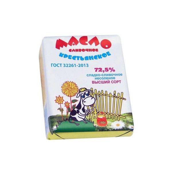 

Сладкосливочное масло Крестьянское 72,5% 180 г