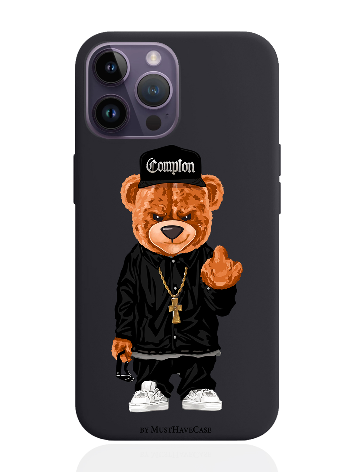 

Чехол MustHaveCase для iPhone 14 Pro Max Мишка Compton, Коричневый;черный;белый