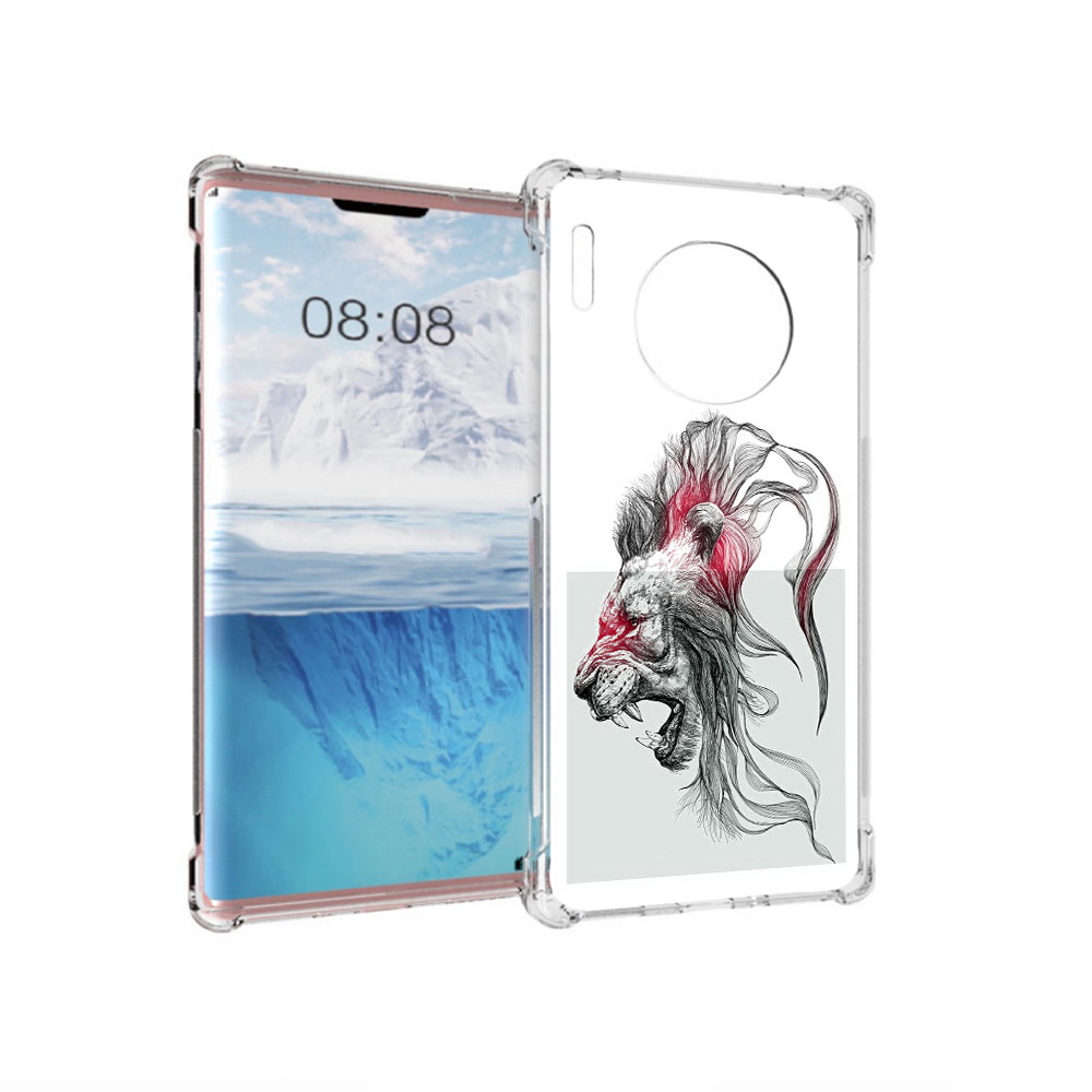 

Чехол MyPads Tocco для Huawei Mate 30 Pro разъяренный лев, Прозрачный, Tocco