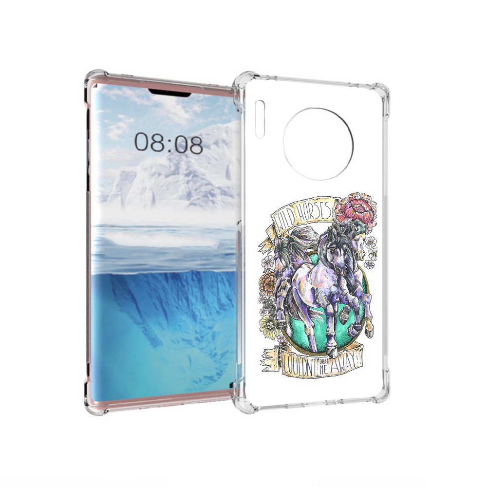 Чехол MyPads Tocco для Huawei Mate 30 Pro рисунок коней в цветах