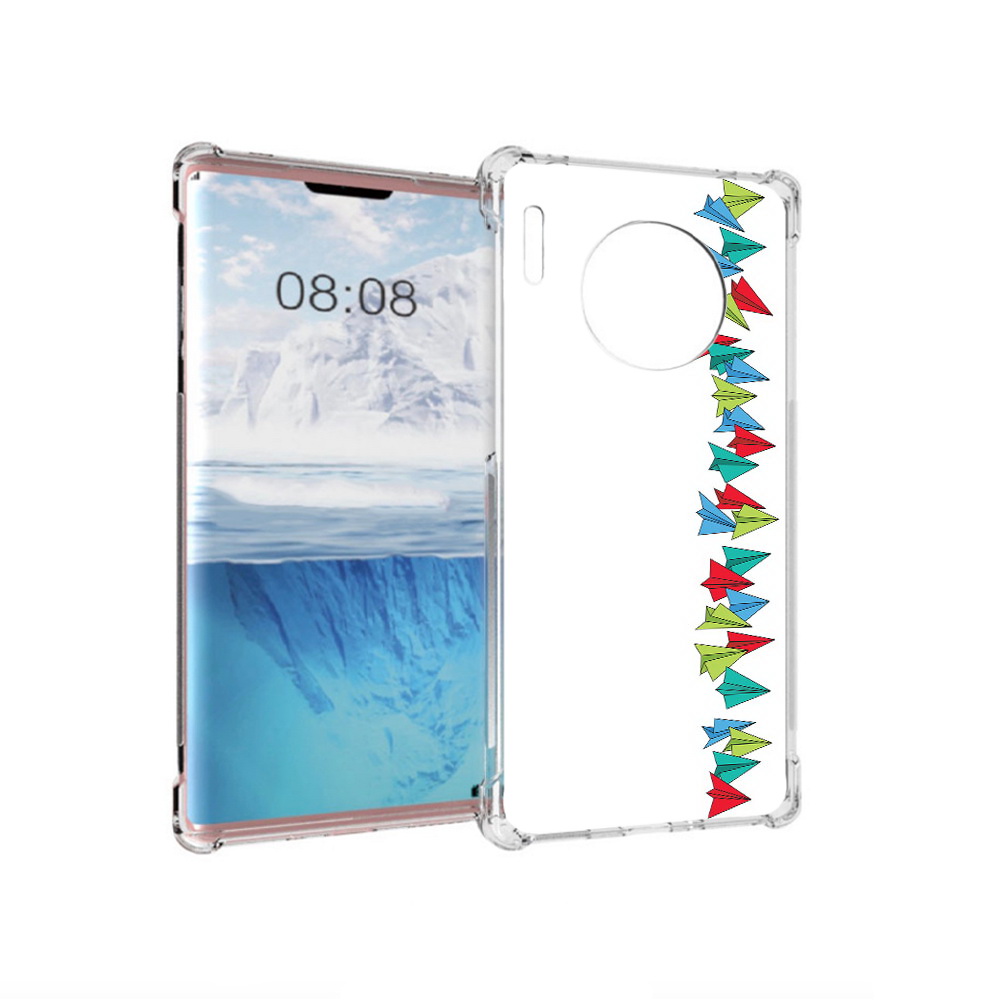 

Чехол MyPads Tocco для Huawei Mate 30 Pro самолетики из листочков, Прозрачный, Tocco