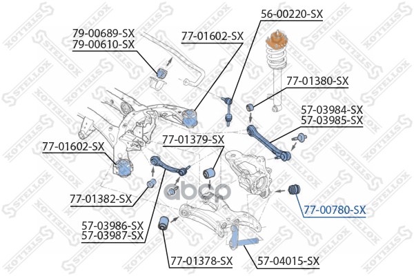 

77-00780-SX_сайлентблок рычага плав.! 16.3x57.7x67.3 BMW X5 E70/X6 E71/E72 07>