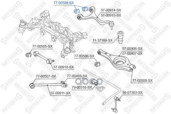 

77-00504-SX_сайлентблок рычага заднего верхнего! Hyundai Santa Fe/Sonata NF 05>