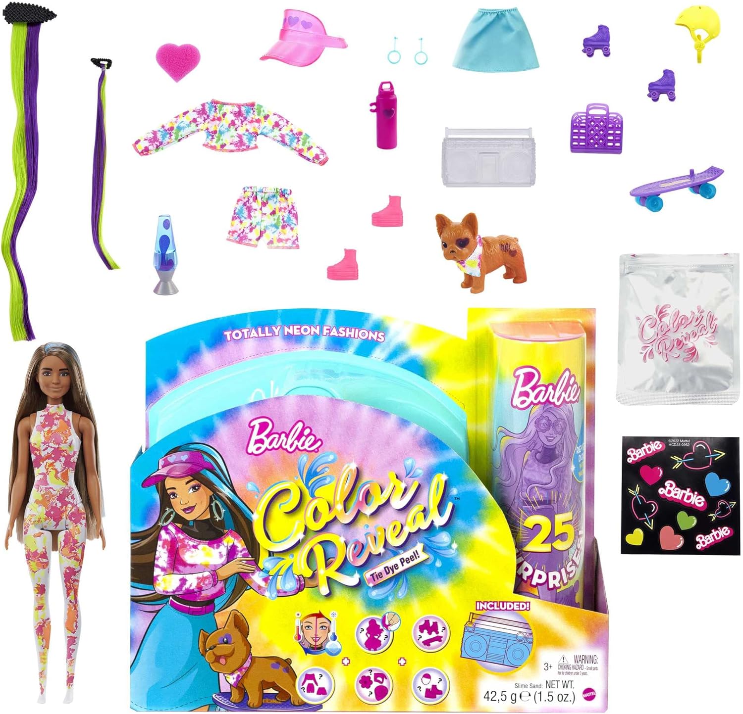 Игровой набор с куклой Барби Barbie Color Reveal с темно-синими волосами и 25 сюрпризами игровой набор с куклой барби barbie color reveal с оранжевыми каштановыми волосами