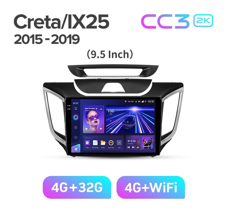 Магнитола HYUNDAI CRETA 2015-2019 грамка 9 дюймов CC3 2K 432ГБ 3289000₽