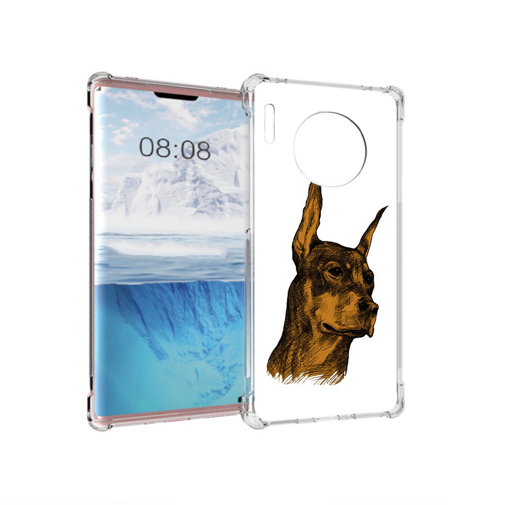

Чехол MyPads Tocco для Huawei Mate 30 Pro скетч доберман, Прозрачный, Tocco
