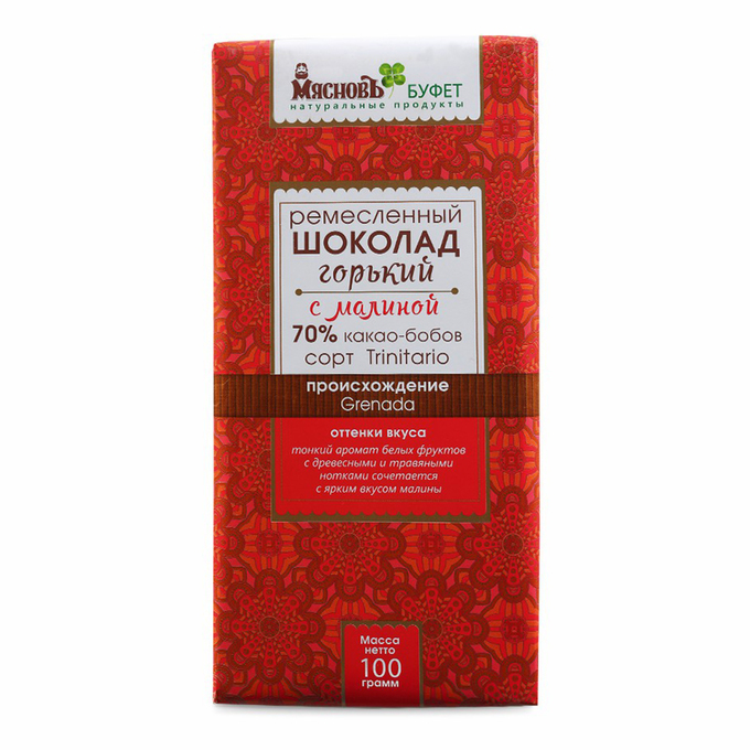 

Шоколад МясновЪ БУФЕТ горький 70% с малиной