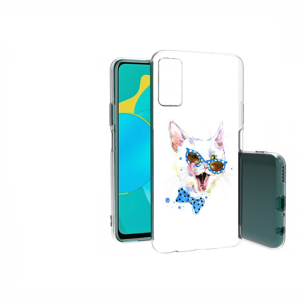 

Чехол MyPads Tocco для Huawei Honor 30S белый кот, Прозрачный, Tocco