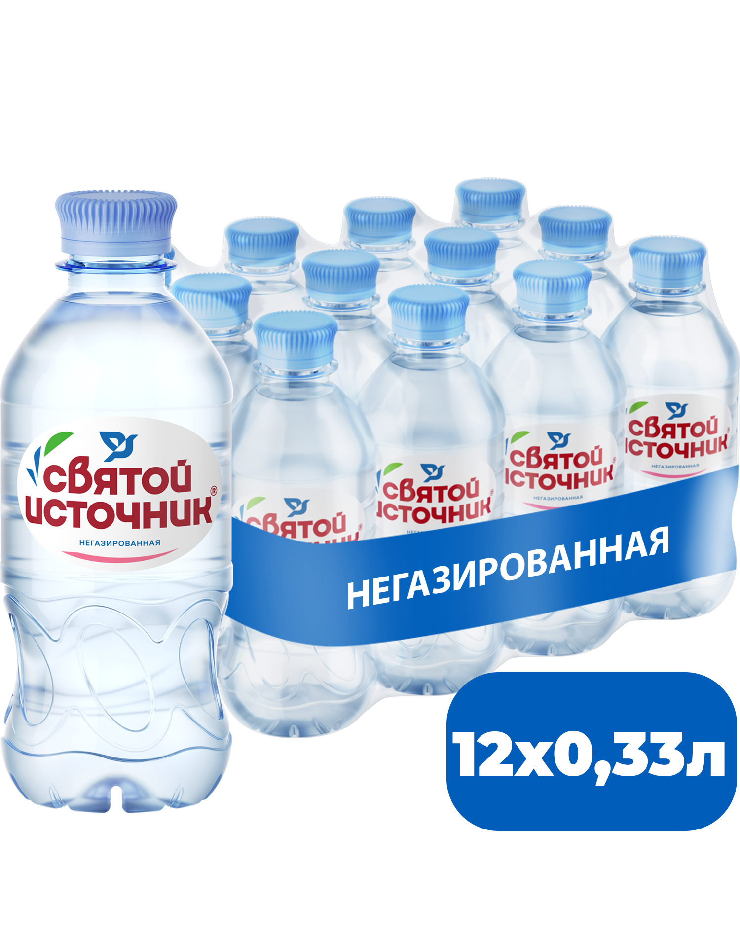 Вода питьевая Святой Источник негазированная 0.33 л 12 штук в упаковке