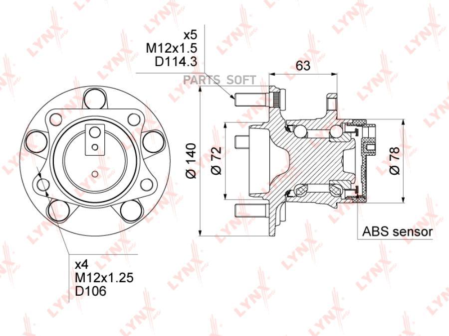

Ступица Задняя В Сборе С Abs LYNXauto арт. WH-1030