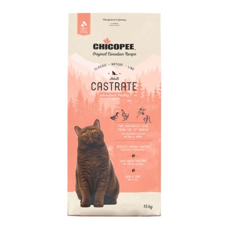 фото Сухой корм для кошек chicopee cnl cat castrate poultry, домашняя птица, 1шт, 15кг