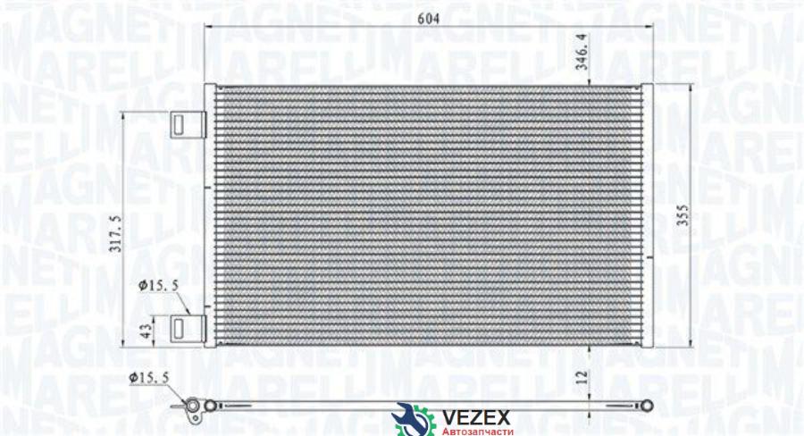 MAGNETI MARELLI Радиатор кондиционера RENAULT KANGOO II (08-) 1.2 TCE (+)