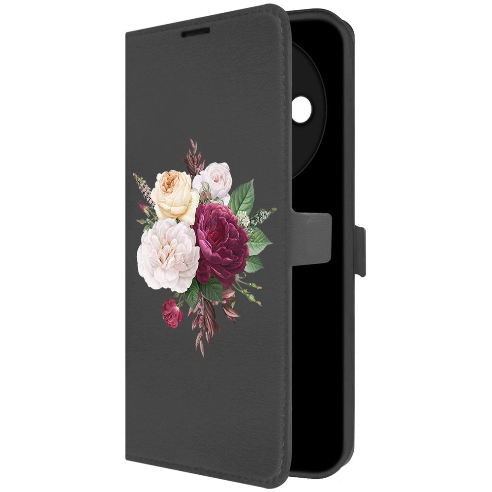 

Чехол-книжка Krutoff Eco Book для Xiaomi Redmi A3x Цветочная композиция (черный)